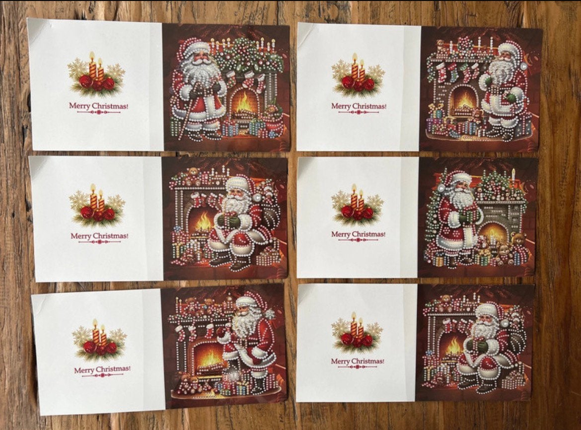 6 Diamond Painting Kerstkaarten, Hobby en Vrije tijd, Ophalen of Verzenden, Nieuw, Kerst, Overige typen