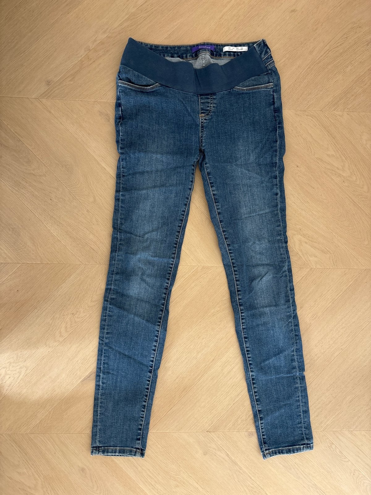 Seraphine Zwangerschapsbroek - maat 38 zgan, Ophalen of Verzenden, Zo goed als nieuw, Blauw, Broek of Spijkerbroek