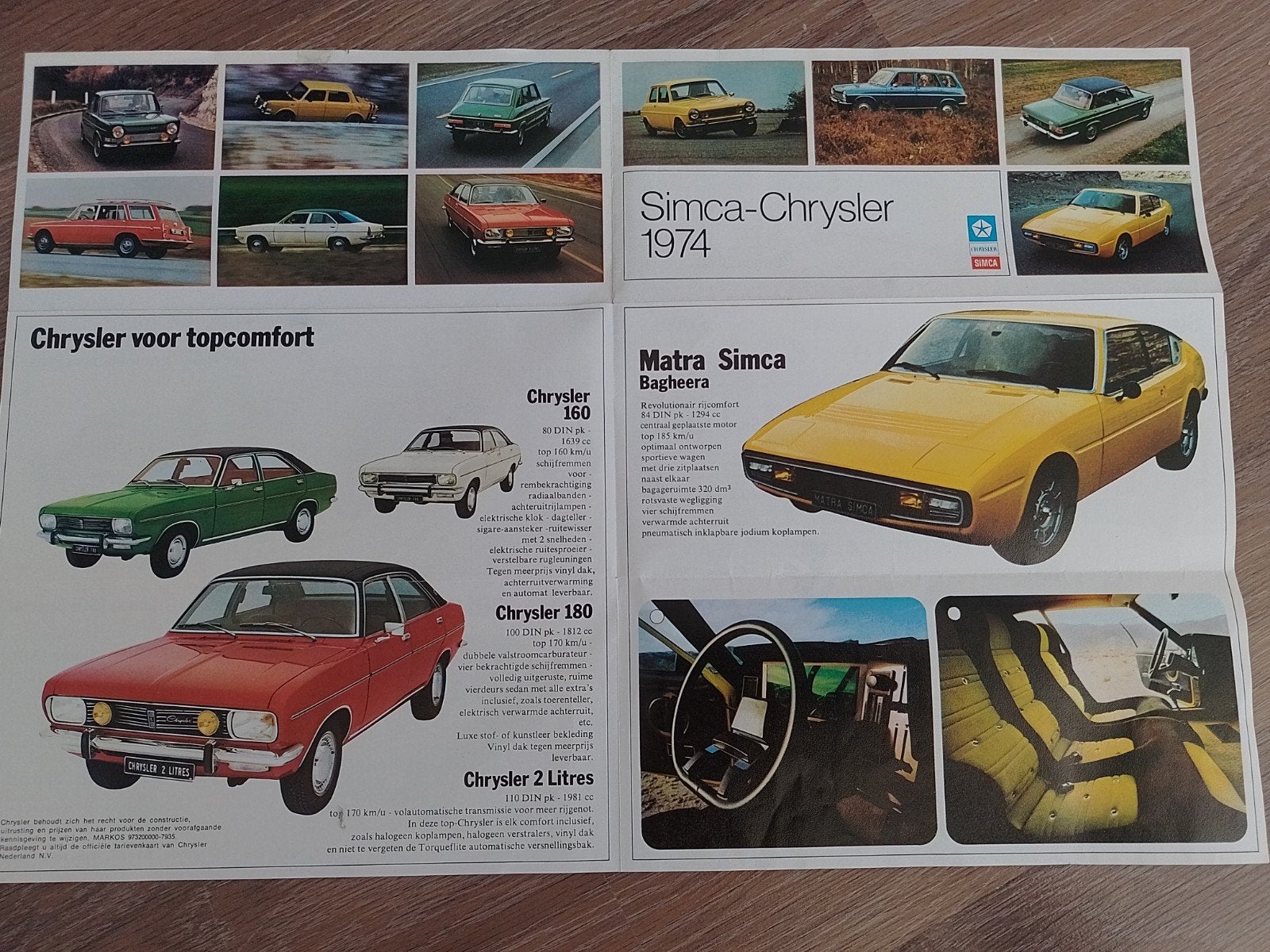 Simca Chrysler Matra 1974 modellen folder, Ophalen of Verzenden, Zo goed als nieuw, Overige merken