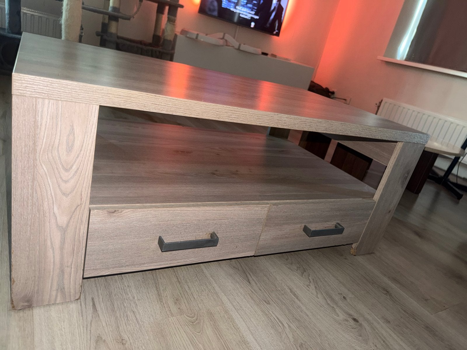 Haco Salontafel met lades - Houtlook, Huis en Inrichting, Tafels | Salontafels, Ophalen, Gebruikt, 100 tot 150 cm, 50 tot 100 cm
