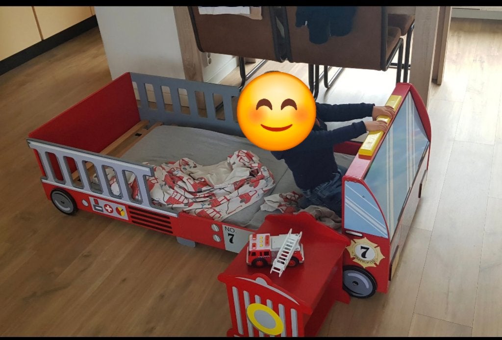 Peuterbed brandweerstijl, Ophalen, Gebruikt, 70 tot 85 cm, 140 tot 160 cm