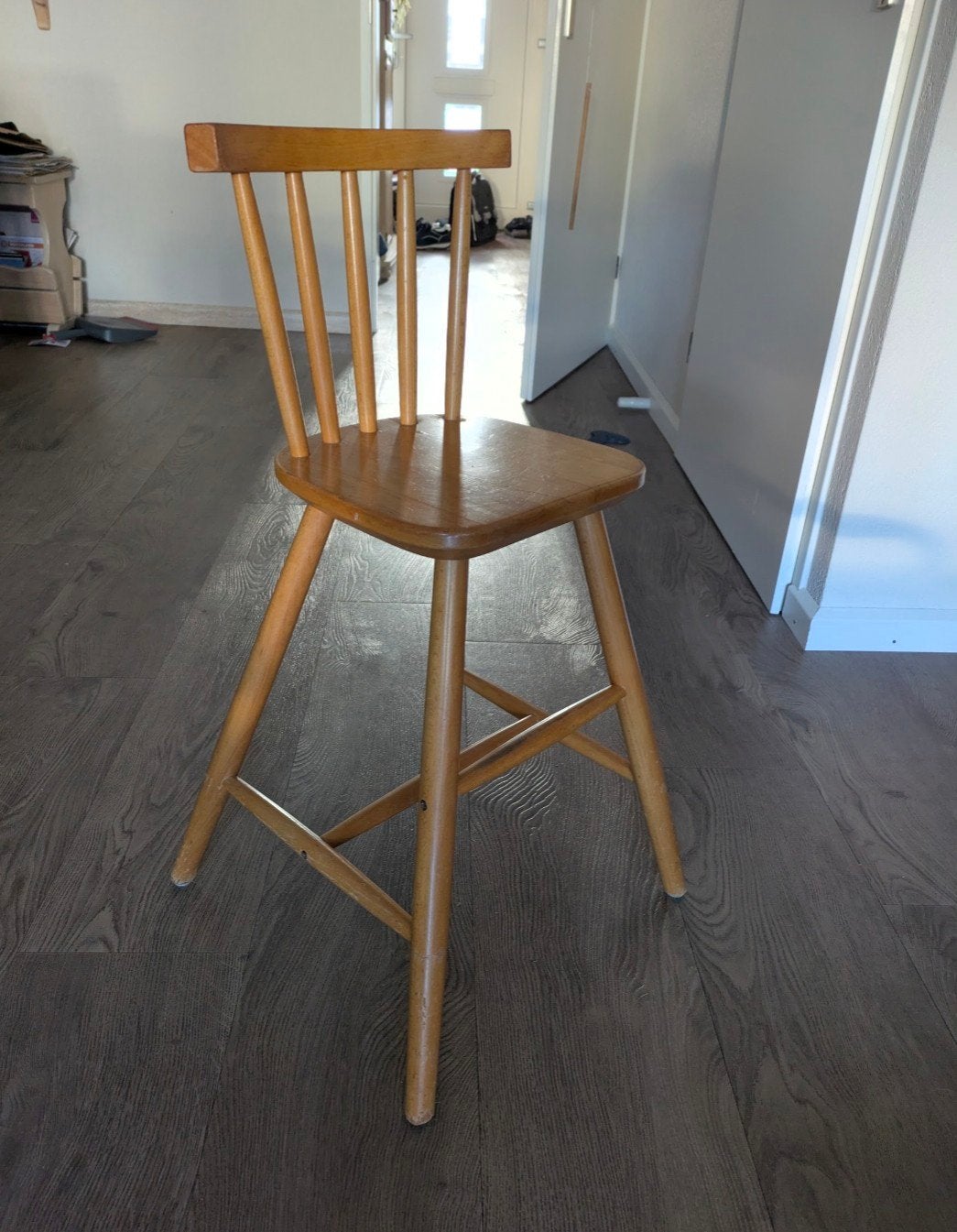 Ikea Agam kinderstoel in houtkleur, Ophalen, Gebruikt, Meegroeistoel, Aanschuifbaar