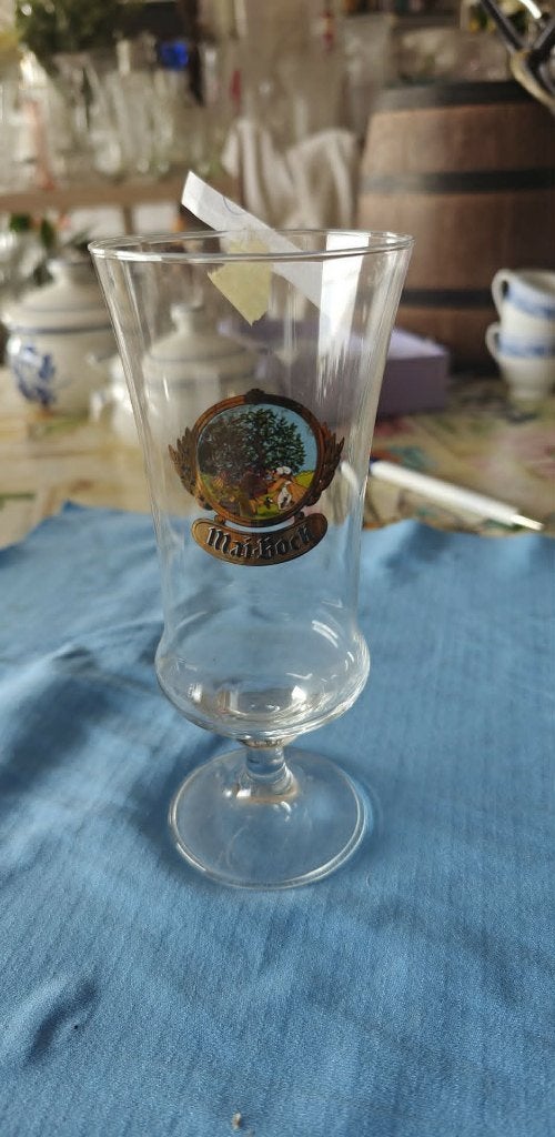 glazen bierglas Mai-Bock 6 stuks, Verzamelen, Ophalen of Verzenden, Zo goed als nieuw, Bierglas