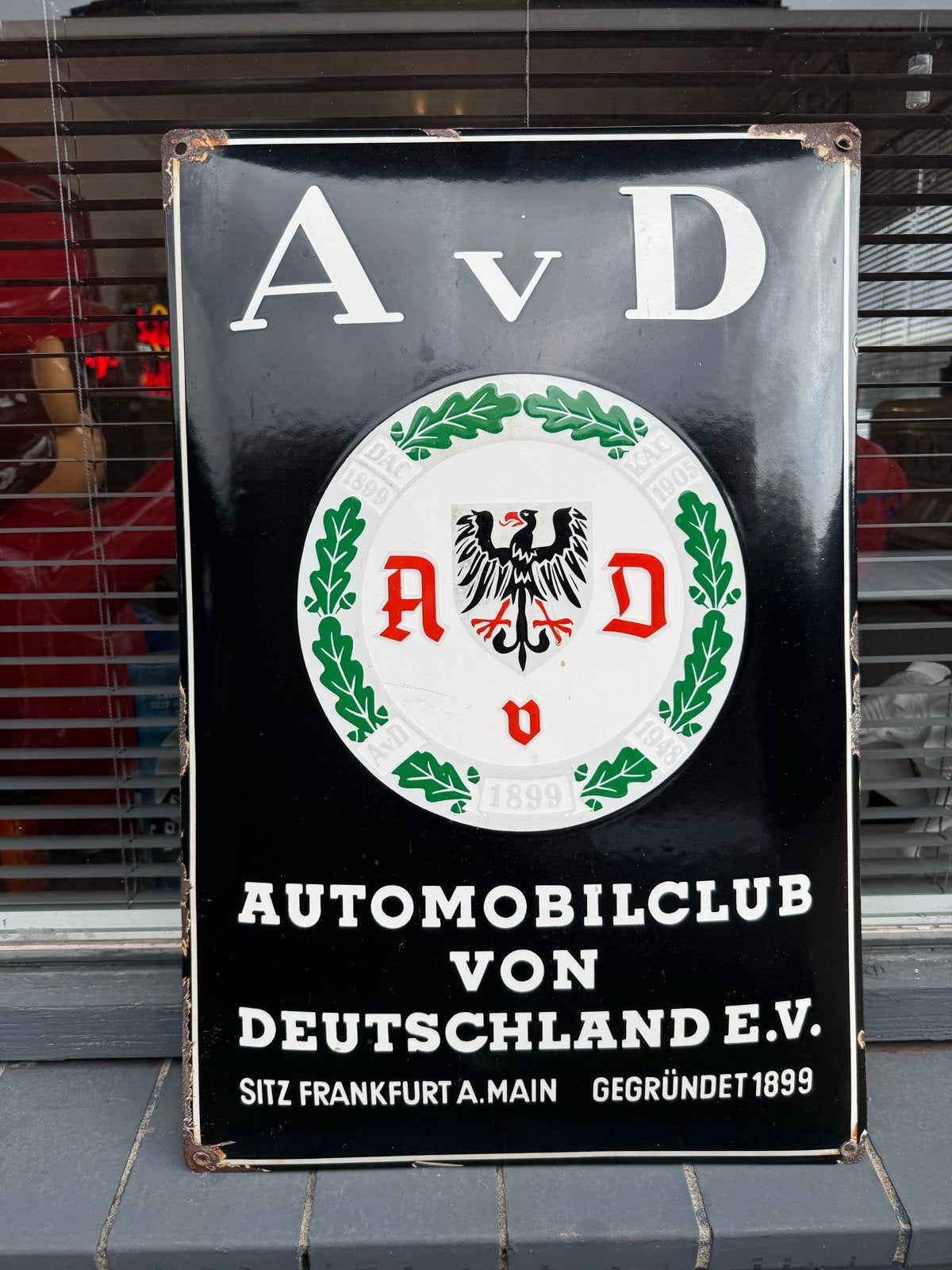 Vintage AvD Emaille Bord - Automobilclub Deutschland, Ophalen of Verzenden