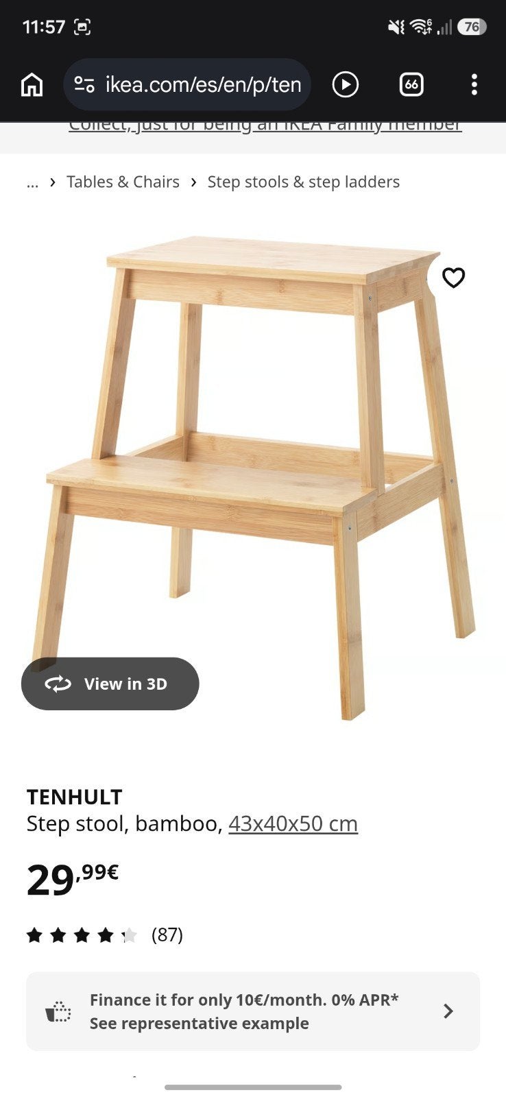 Ikea Tenhult trapje opstapje, Huis en Inrichting, Ophalen, Gebruikt, Hout