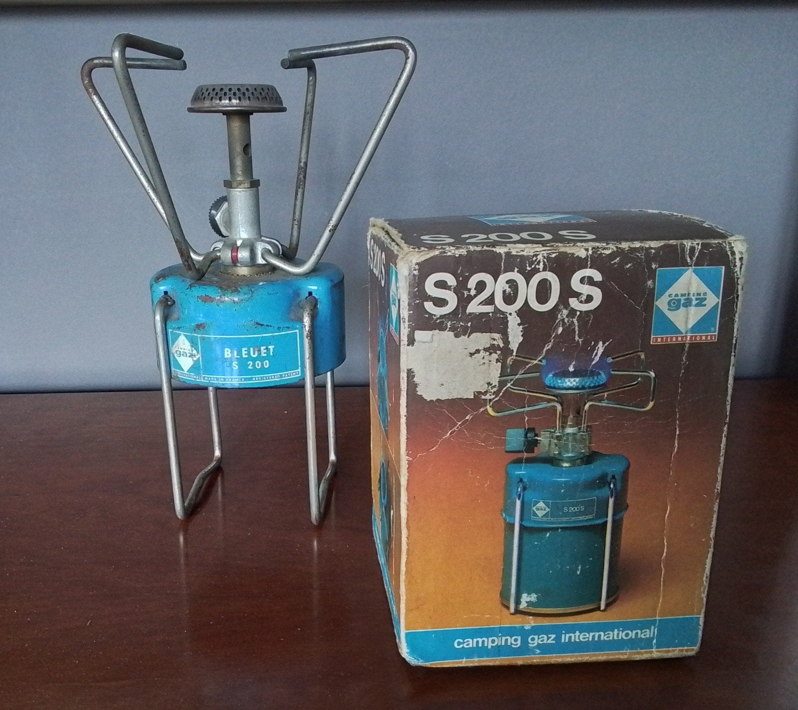 Vintage Campingaz Bleuet S 200S brander met doos, Caravans en Kamperen, Ophalen of Verzenden