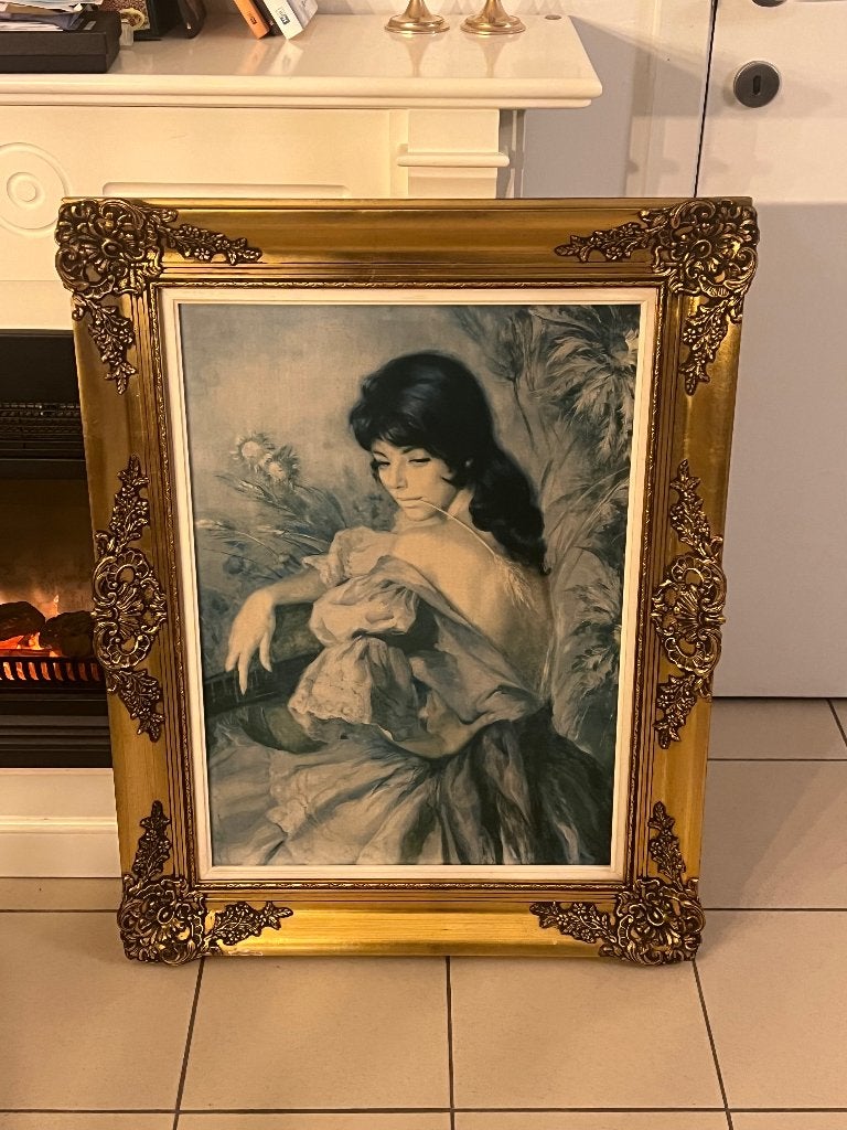 Sierlijke vrouw, Antiek en Kunst, Kunst | Schilderijen | Klassiek, Portret of Personen, Overige ondergronden, Ophalen of Verzenden