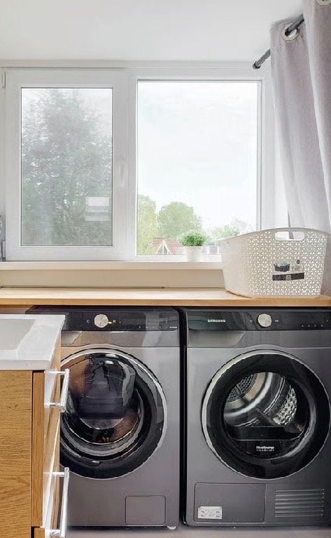 Wasmachine en droger van Samsung, 8 tot 10 kg, Ophalen, Gebruikt, 85 tot 90 cm