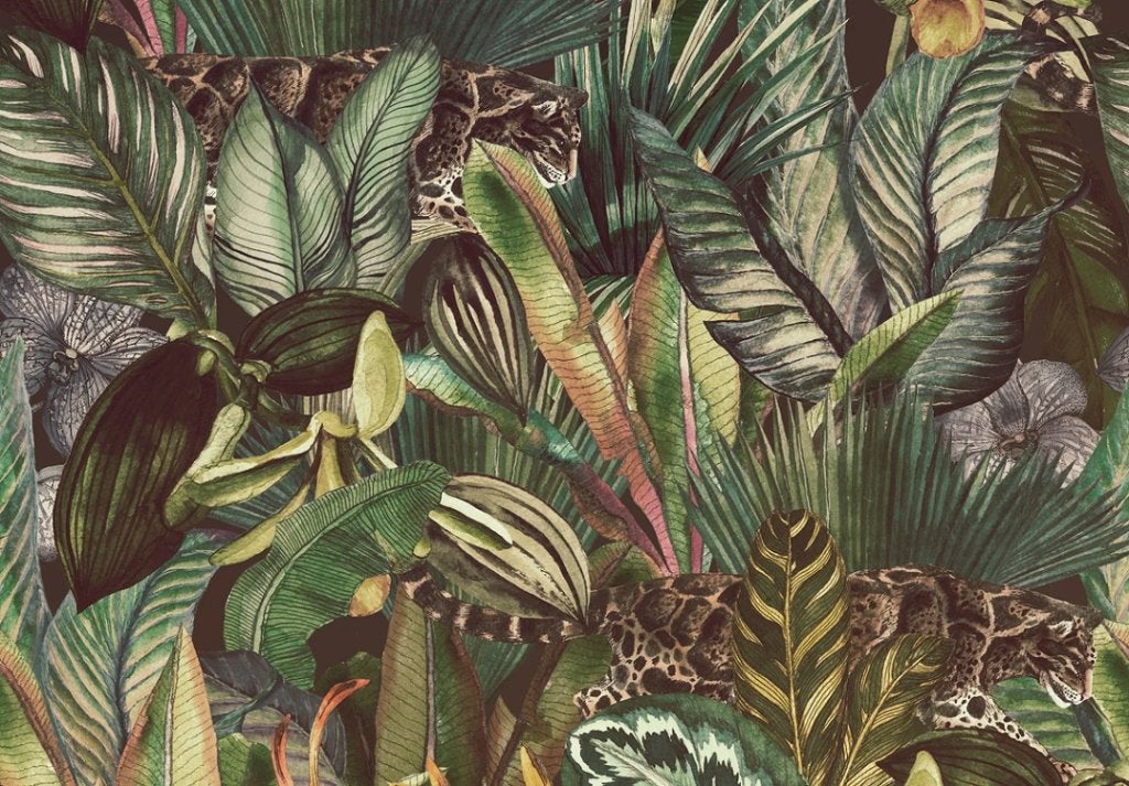 Jungle behang Ocelot, botanisch, OOK op maat * Muurdeco4kids, Verzenden, Minder dan 10 m², Jungle, botanisch,