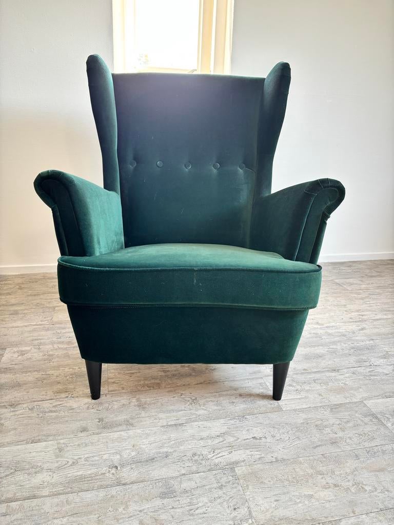 IKEA Strandmon fauteuil velvet groen, Ophalen, Gebruikt