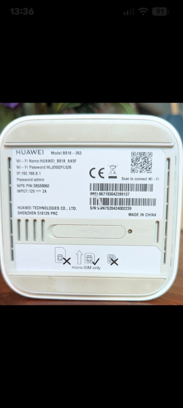 VOORDELIGE  HUAWEI  B818-263 4G LTE Cat19  MIFI WiFi Router, Ophalen of Verzenden, Gebruikt, Router met modem, Huawei