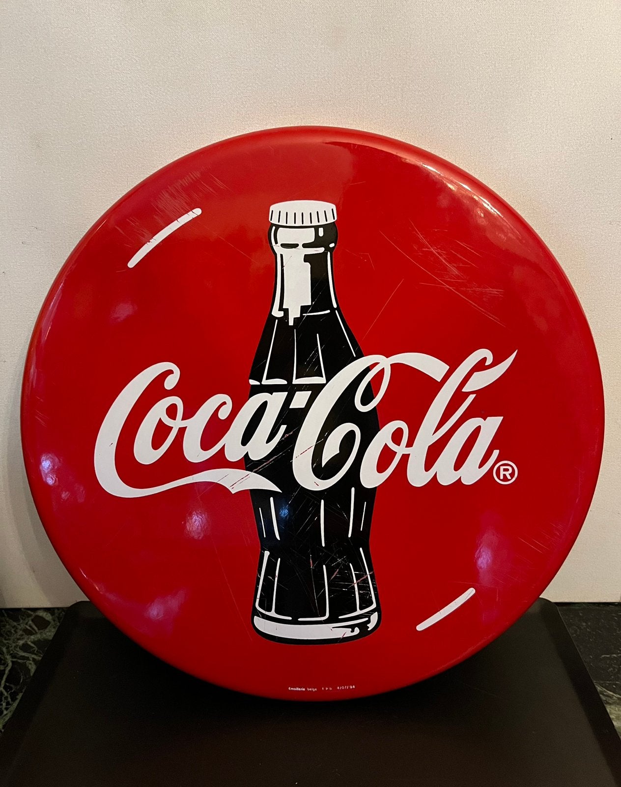Vintage geëmailleerde Coca Cola metalen bord, Ophalen of Verzenden