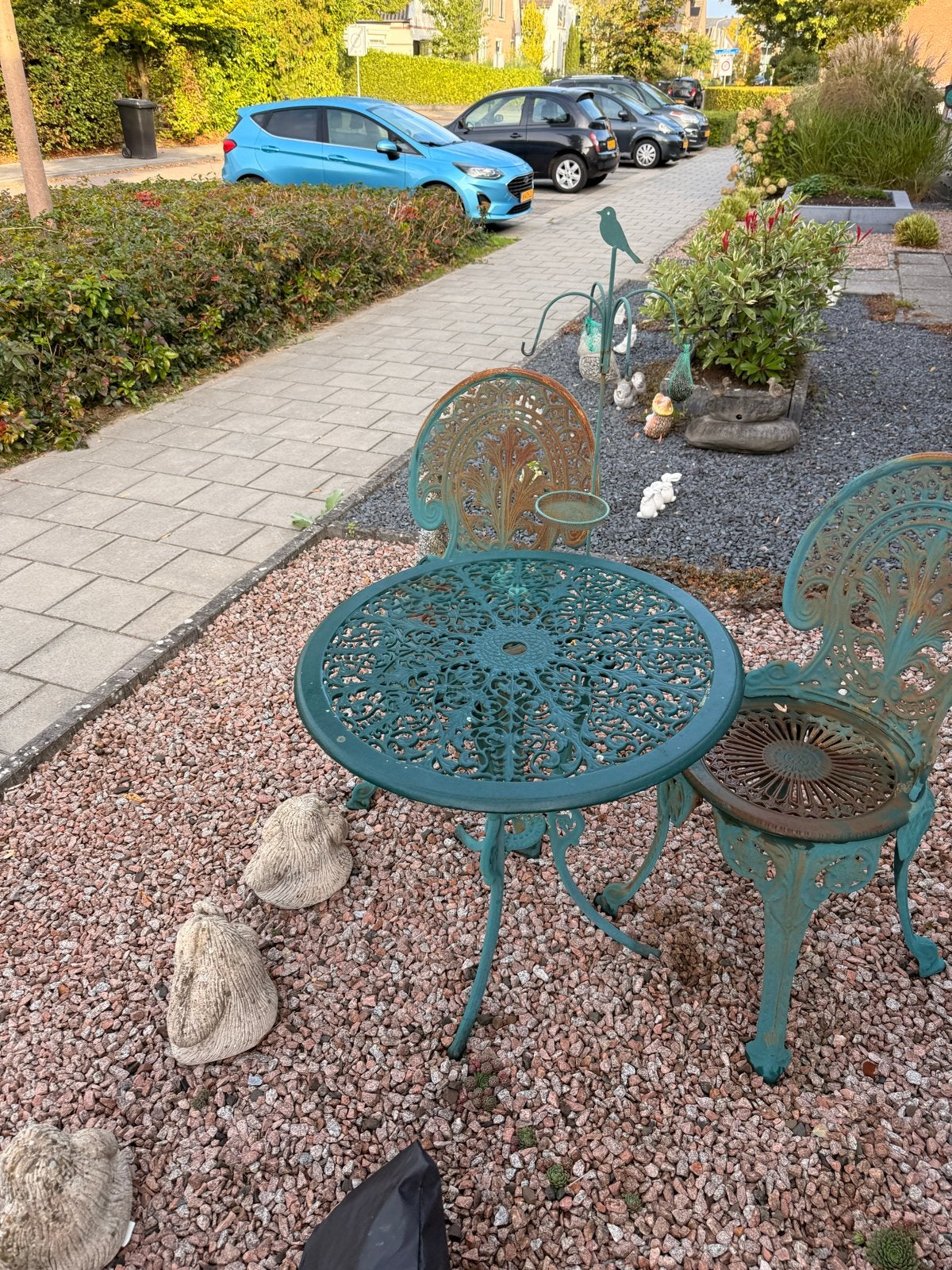 Vintage gietijzeren bistroset - Tuinset, Tuin en Terras, Overige materialen, Gebruikt, Eettafel, Tuinset