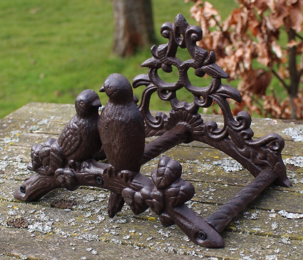 Gietijzeren tuinslanghouder met 2 vogels bruin BR14, Euregioweg 225 Enschede, Info@esschertdesign.nl, Nieuw, Ophalen of Verzenden