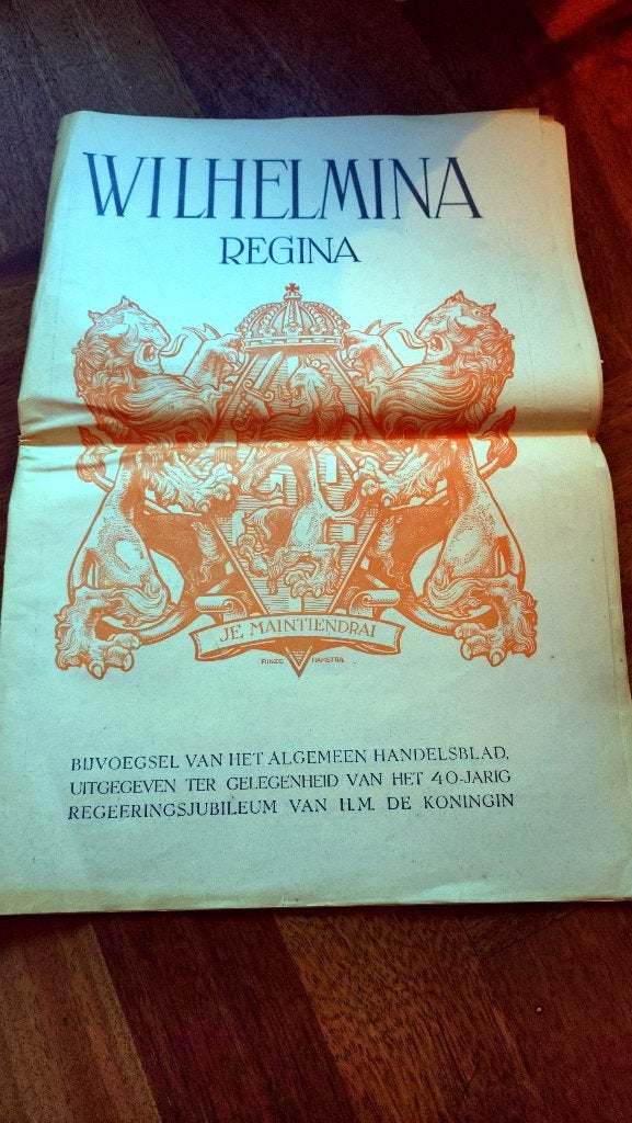 Wilhelmina Regina Jubileum Bijvoegsel Algemeen Handelsblad, Ophalen of Verzenden, Gebruikt, Nederland, Tijdschrift of Boek