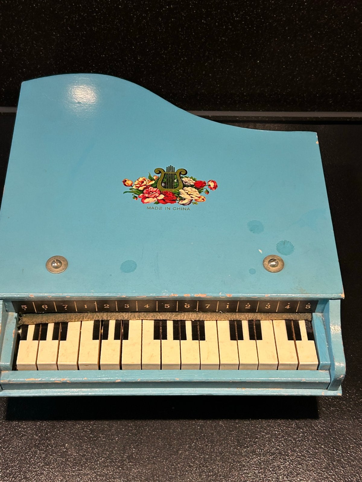 Vintage Kinderpiano Speelgoed - Blauw Houten Piano, Ophalen of Verzenden, Gebruikt, Jongen of Meisje