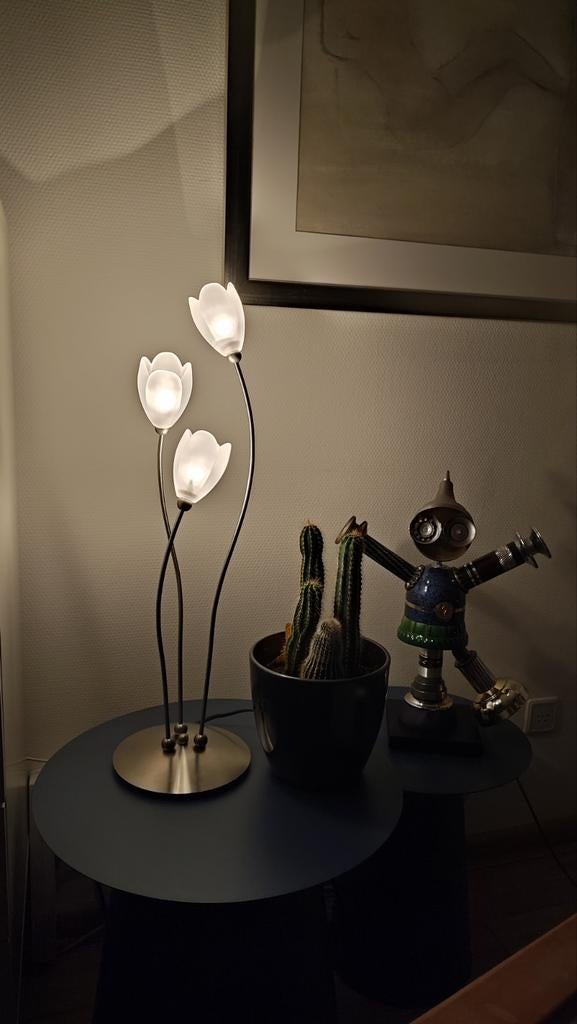 2 x Vintage Harco Loor Tulpen Tafellamp Jaren '80, Ophalen of Verzenden, Glas, Minder dan 50 cm