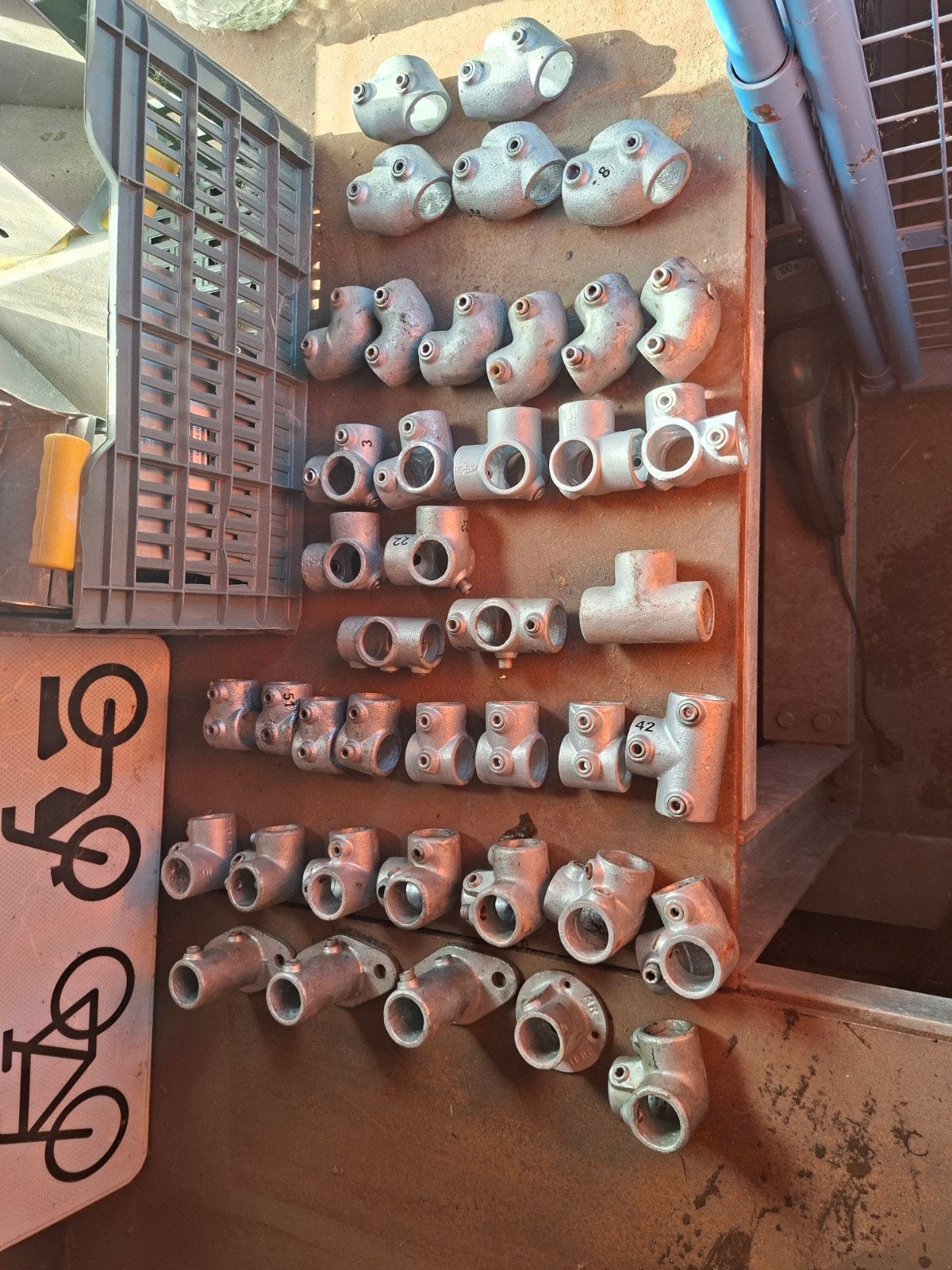 Diverse buiskoppelingen 42mm 42,2mm steigerbuis, Overige materialen, Gebruikt, Overige typen, Ophalen of Verzenden