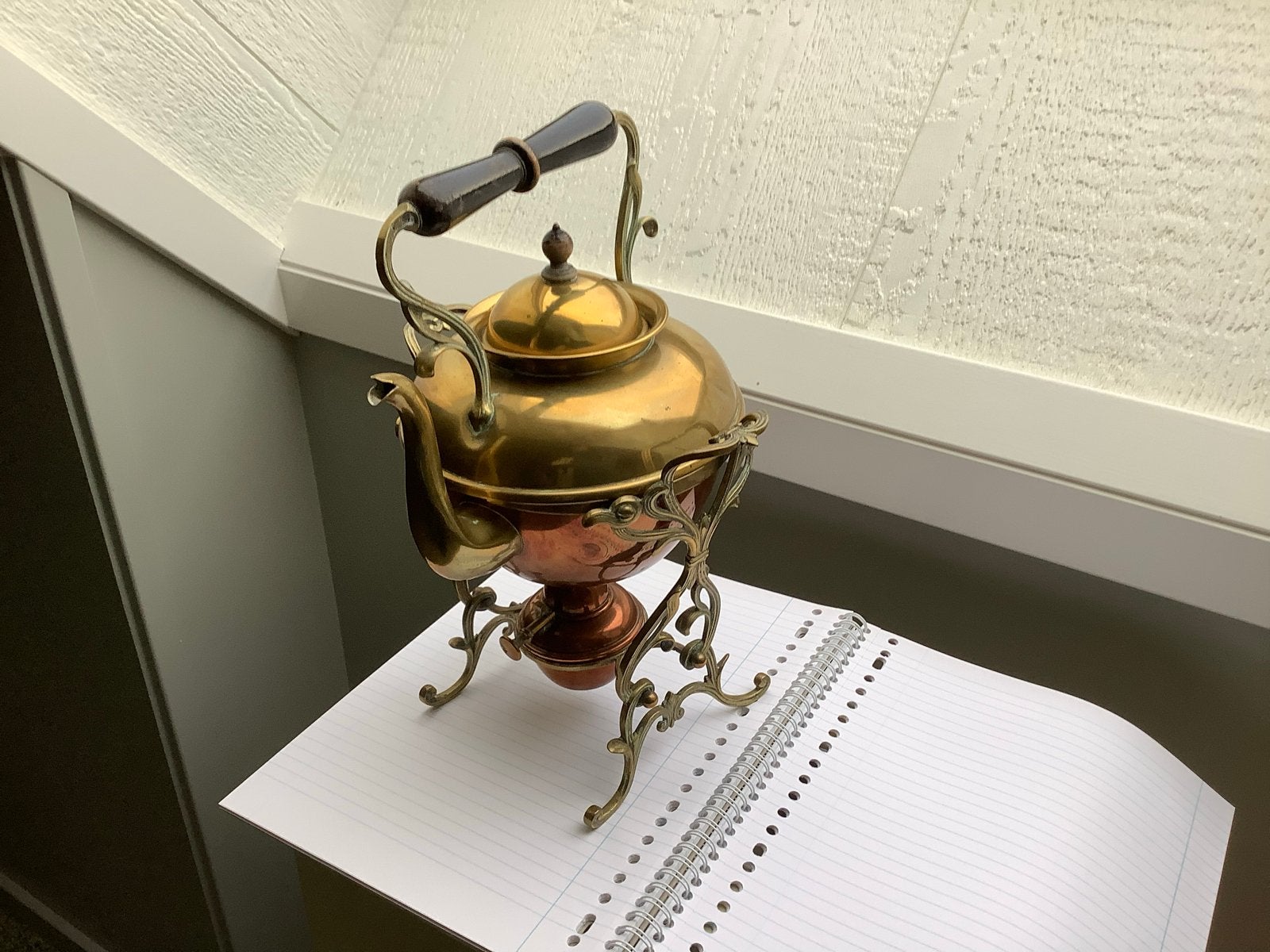Antieke Koperen Theepot met Spiritusbrander, Antiek en Kunst, Ophalen, Koper