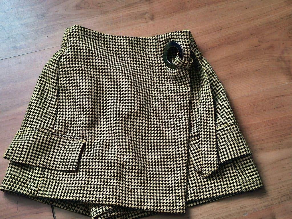 Geel/zwart pied-de-poule broek / rokje maat 32, Kort, Geel, Nieuw, Maat 34 (XS) of kleiner