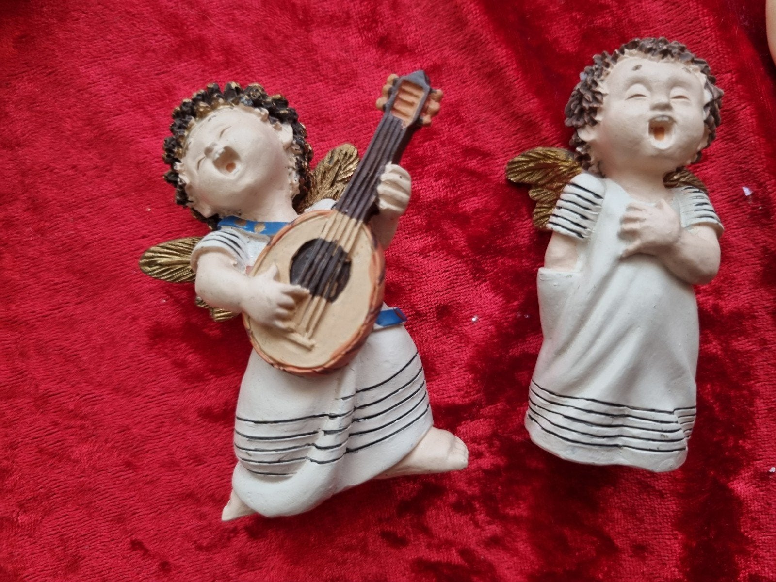 Twee Muziek Makende Engeltjes - Vrolijke Gezichtjes, Ophalen of Verzenden