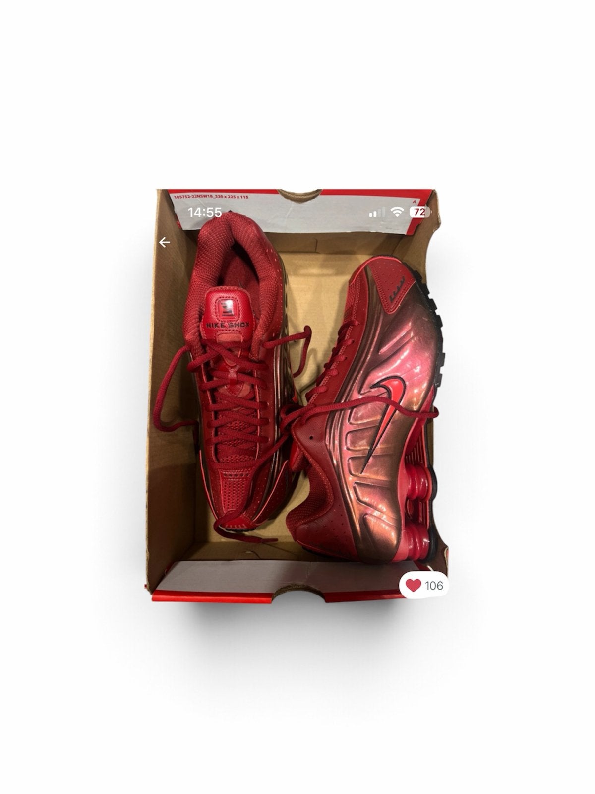 Nike Shox TL 'Triple Red' sneakers 42, Ophalen of Verzenden, Zo goed als nieuw, Bruin, Sneakers of Gympen