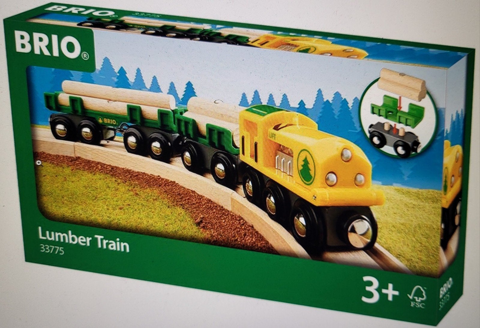 Brio Houttransport trein 33775 compleet + extra kraan ZGAN, Ophalen of Verzenden, Zo goed als nieuw