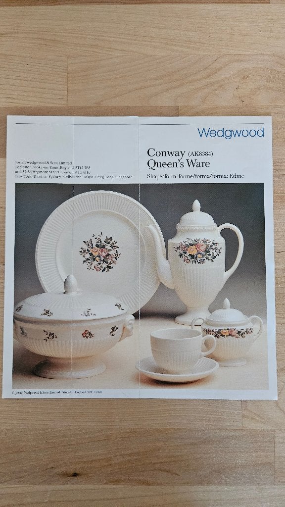 Prachtig Wedgwood Conway (Queens Ware) servies, Ophalen, Zo goed als nieuw, Porselein