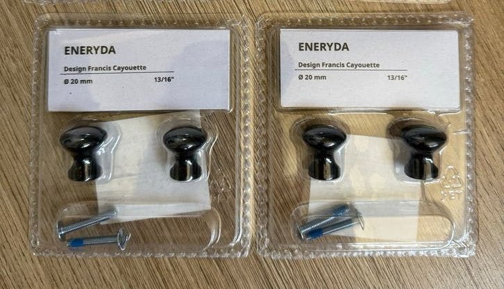 2x IKEA ENERYDA Knoppen Zwart 20mm - Nieuw in verpakking, Ophalen of Verzenden, Nieuw, Overige typen