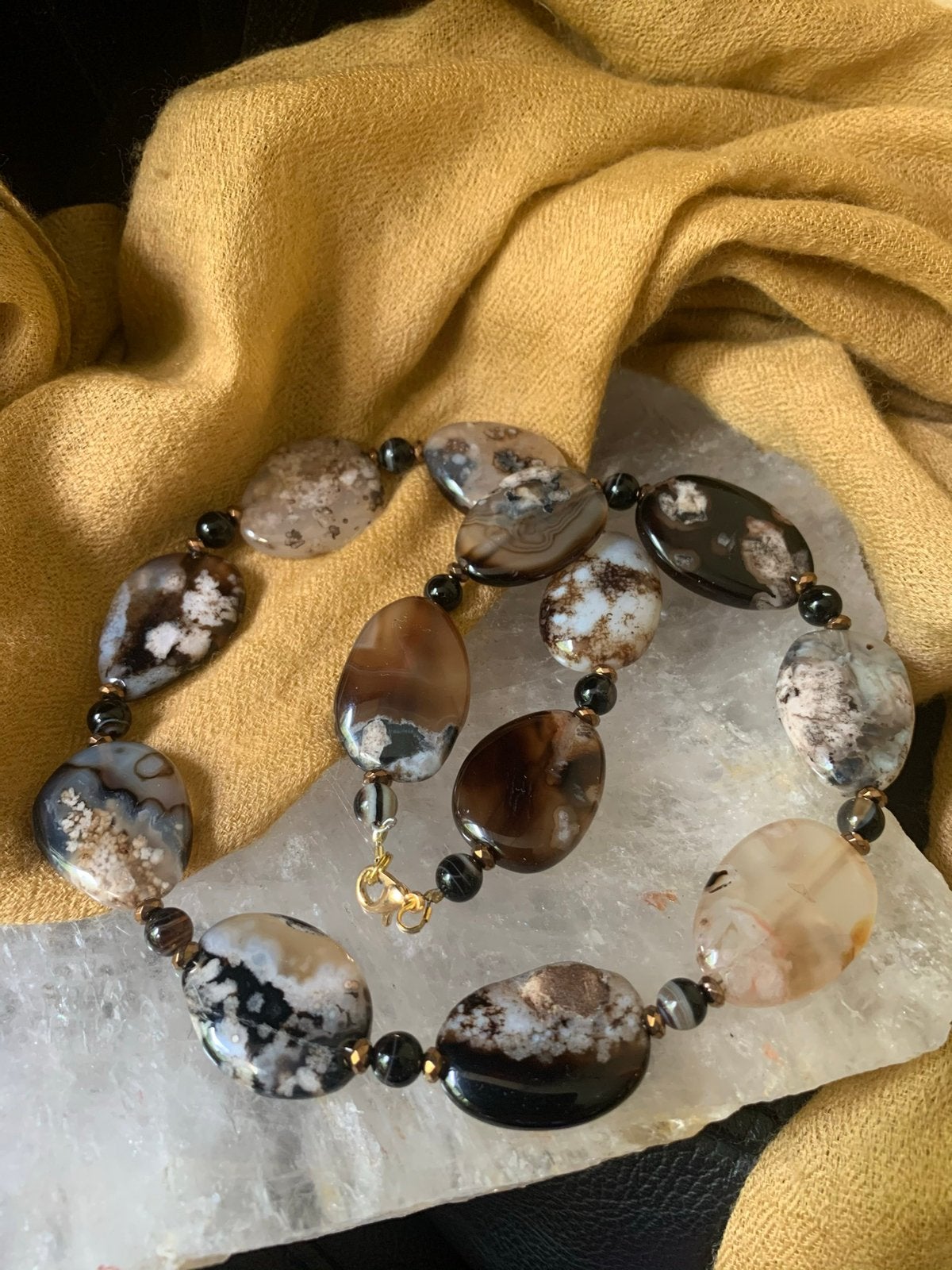 Agaat Sakura floweragaat beschermt magie uniek eyecatcher, Sieraden, Tassen en Uiterlijk, Kettingen, Nieuw, Verstelbaar, Ophalen of Verzenden