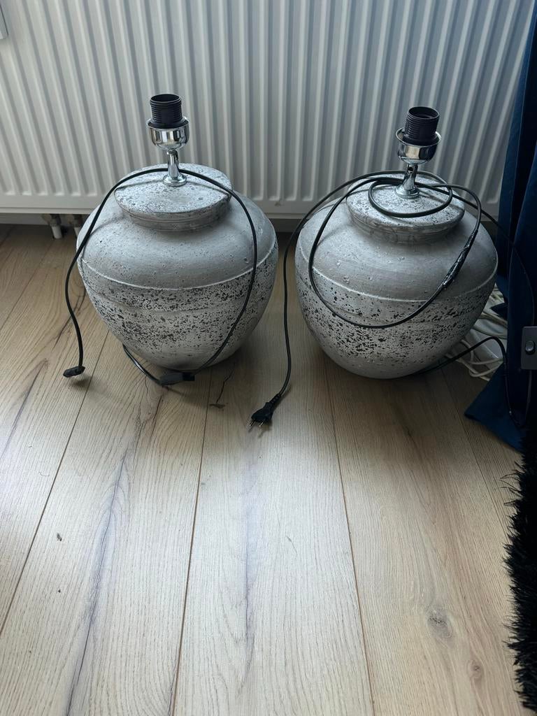 Set van 2 robuuste betonnen lampenvoeten, Ophalen, Gebruikt, 60 watt of meer, Overige typen