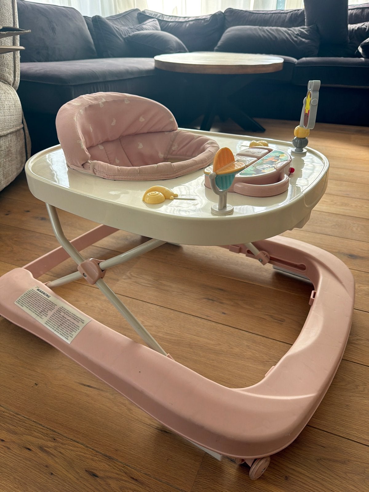 Roze Babywalker met Speelpaneel en Wieltjes, Ophalen, Zo goed als nieuw, Overige typen, Met licht