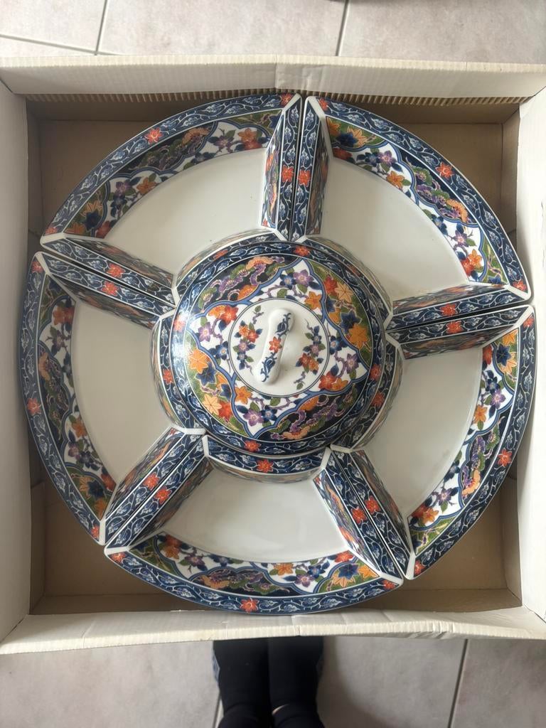 Japanse draaiplateau serveerschaal (Lazy Susan) – porselein, Ophalen