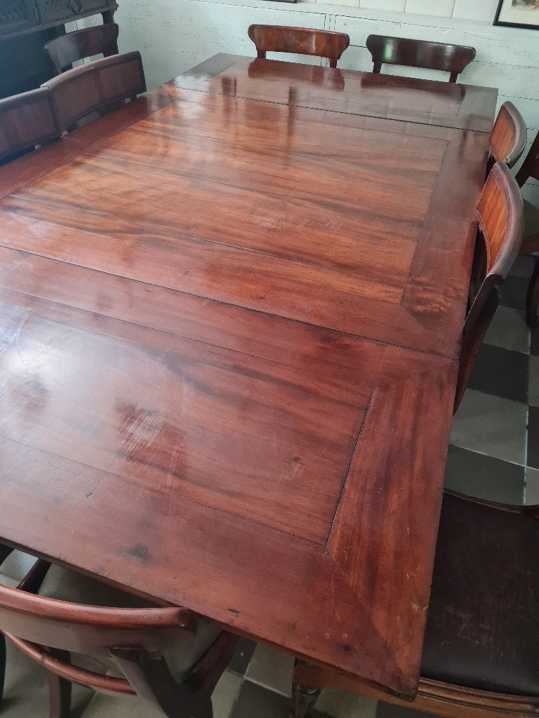 Antieke uitschuifbare mahonie houten tafel met stoelen, Ophalen