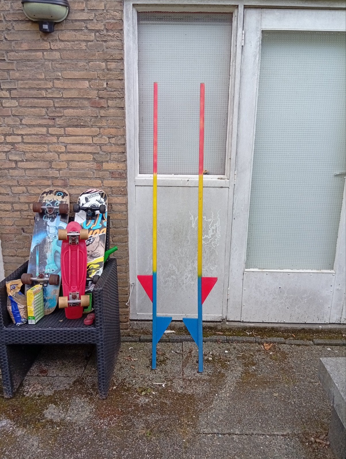 Gebruikte houten stelten - Kleurrijk en stevig speelplezier, Kinderen en Baby's, Ophalen, Gebruikt