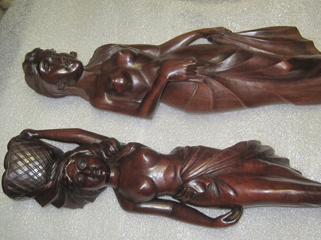Bali-sculptuur mid century  uitstekende kwaliteit (2), Ophalen, Hout, Vrouw, Beeld