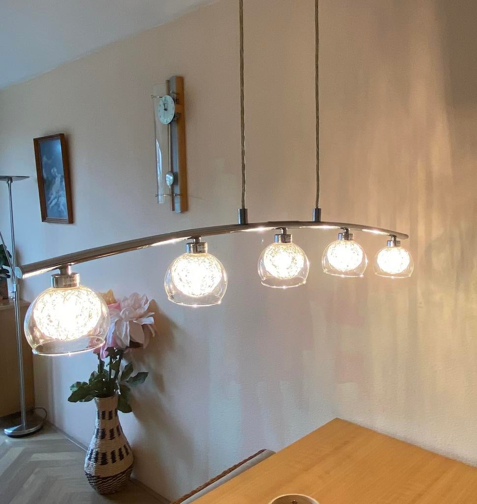 Gratis hanglamp, Huis en Inrichting, Lampen | Hanglampen, Ophalen, Zo goed als nieuw, Glas, 75 cm of meer