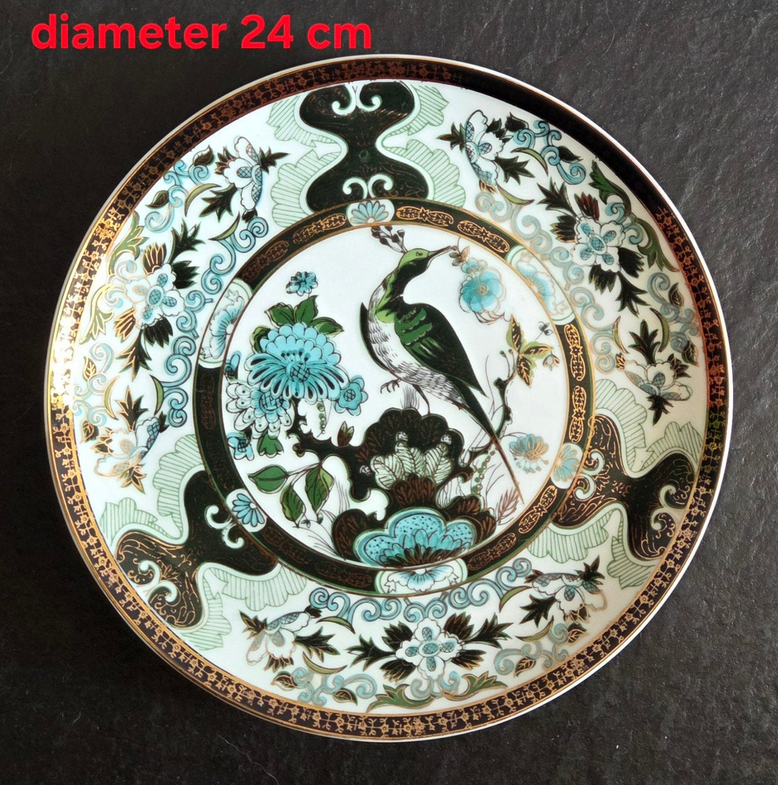 Antiek Japans decoratief bord met vogelmotieven, Ophalen of Verzenden