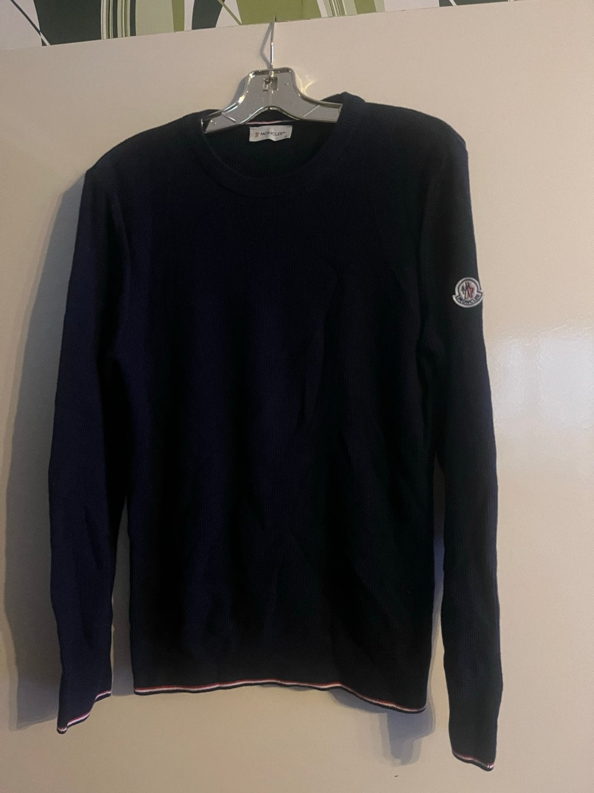 Moncler Trui Maat S (36/38)- blauw met Logo, Ophalen of Verzenden, Zo goed als nieuw, Maat 46 (S) of kleiner, Blauw
