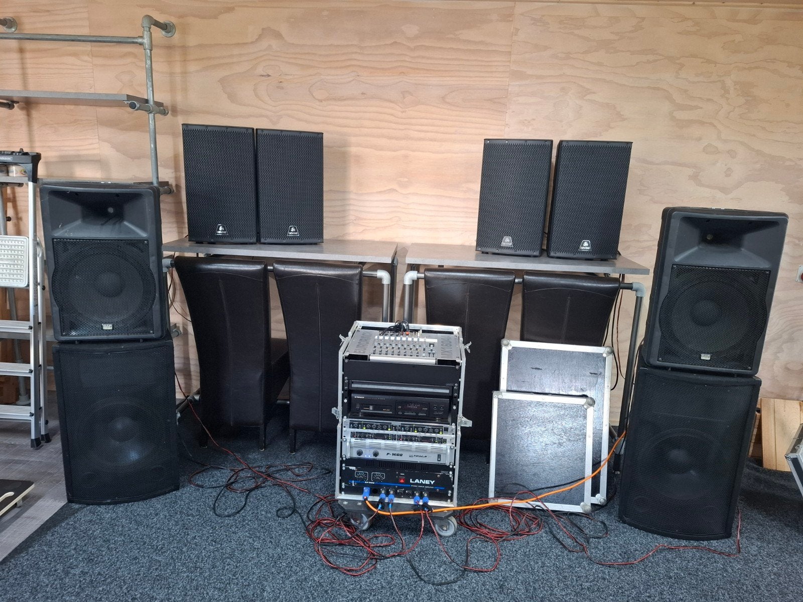 Complete PA geluidsset: Dap, Devine, Rack met apparatuur, Ophalen, Gebruikt
