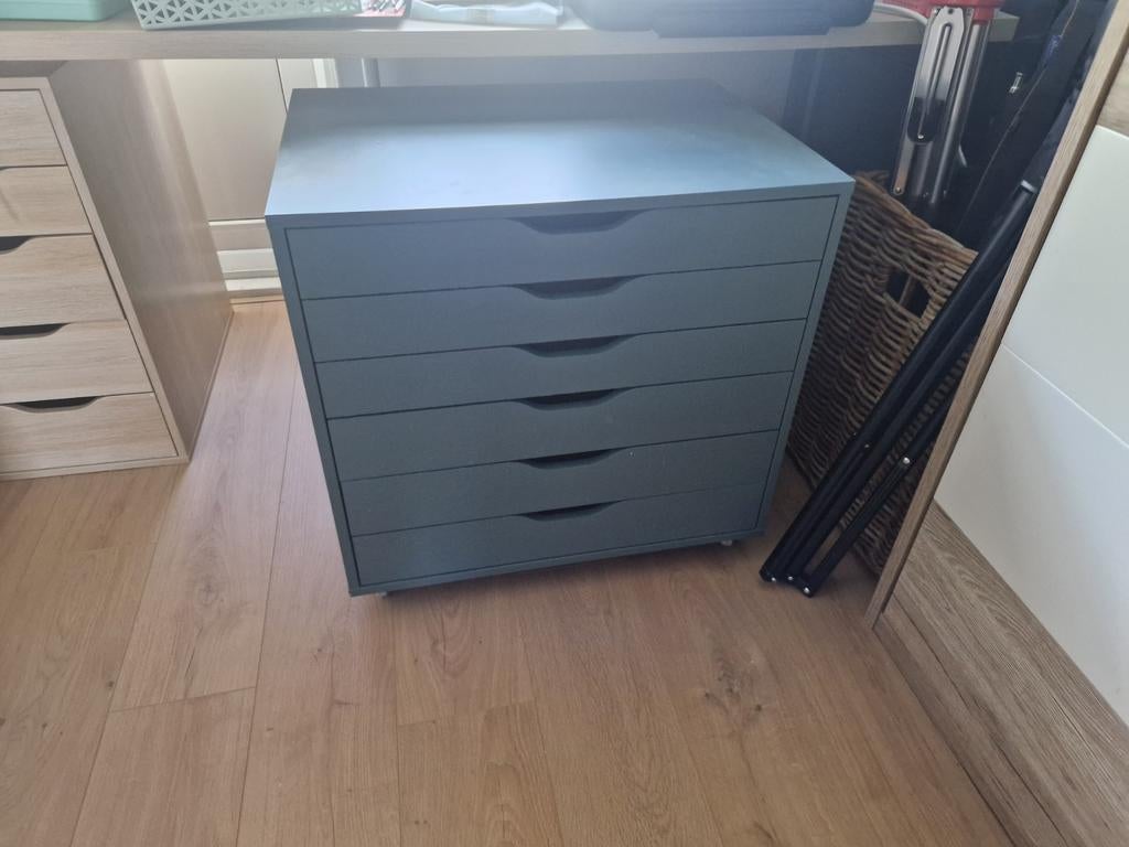 Ikea Alex ladeblok op wieltjes - blauw/grijs, Ophalen, Overige materialen, Gebruikt, Modern, functioneel