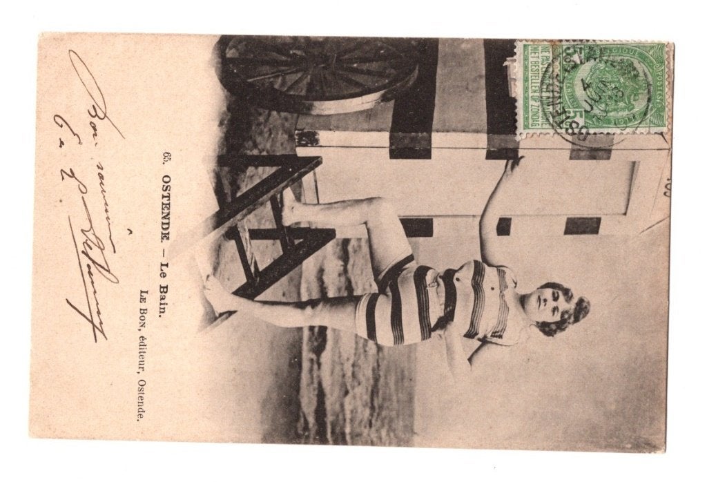 Antieke Fotokaart Ostende Le Bain Badkoets Gelopen 1906, Ophalen of Verzenden, Voor 1920, Gelopen, West-Vlaanderen