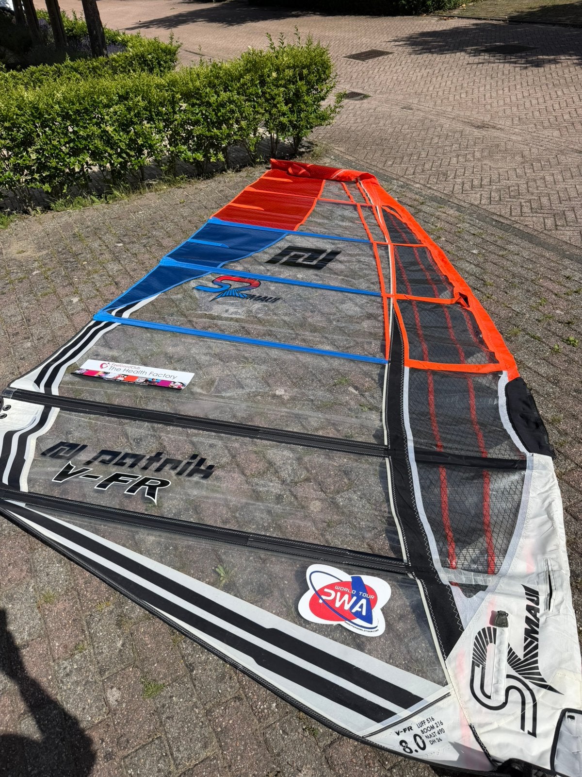 S2Maui V-FR 8.0 met 490 100% mast, Ophalen, Met mast, Gebruikt, 8 m² of meer