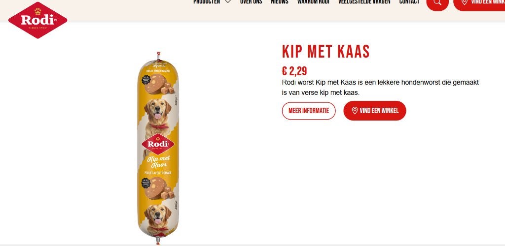 13 rollen RODI  7 stuks kip met kaas  6 stuks lam met rijst, Ophalen, Hond