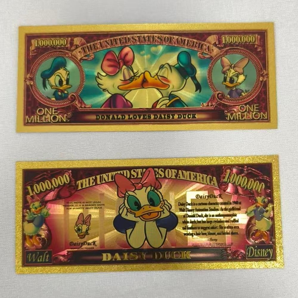 Luxe Daisy & Donald Duck 24K Goud Biljet | Voor & Achterkant, Ophalen of Verzenden, Noord-Amerika