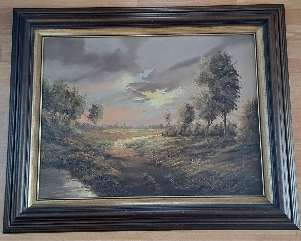 Schilderij Willem Kroon - Hollands Landschap, Ophalen of Verzenden