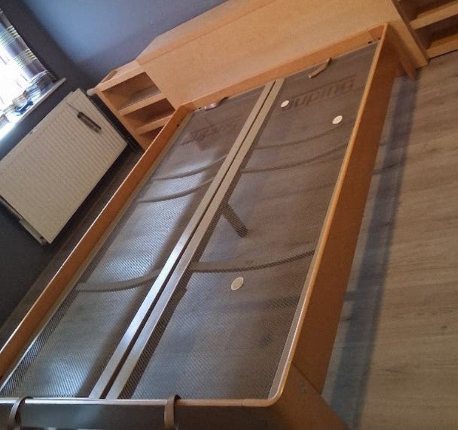 Twee persoons bed Auping Auronde 160x200 beuken + spiralen, Bruin, Tweepersoons, Ophalen of Verzenden, 200 cm