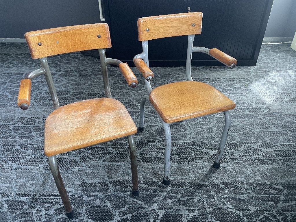 vintage Kinder schoolstoel 2 st, Ophalen, Gebruikt, Twee, Overige kleuren