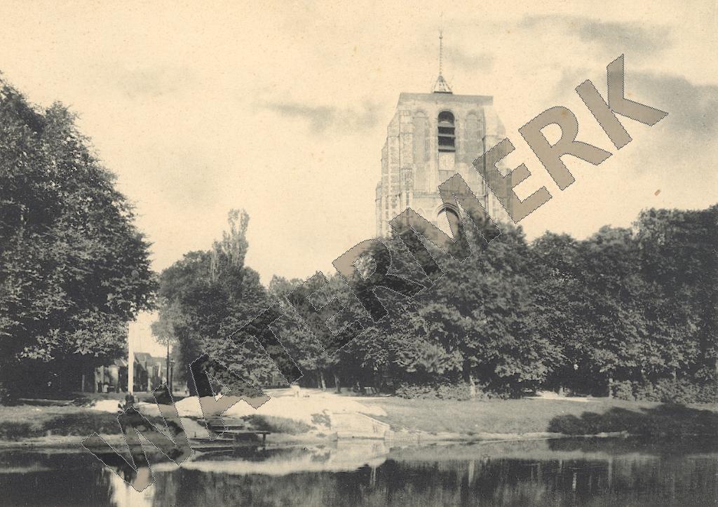 LEEUWARDEN – Grote foto Kerktoren Oldenhove ca. 1900 (PH018), Gebruikt, Verzenden, Foto, Gebouw