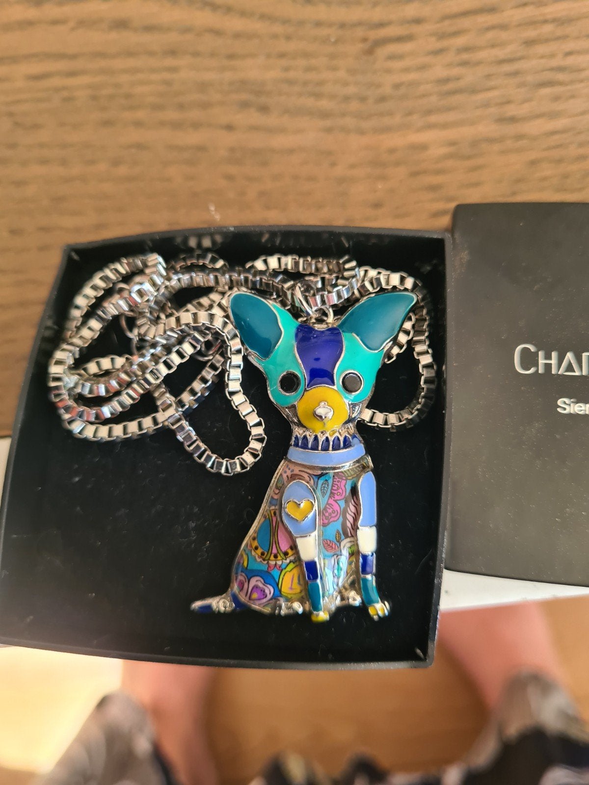 Kleurrijke Chihuahua Ketting - Charme Bijoux, Overige materialen, Overige kleuren, Ophalen of Verzenden, Zo goed als nieuw
